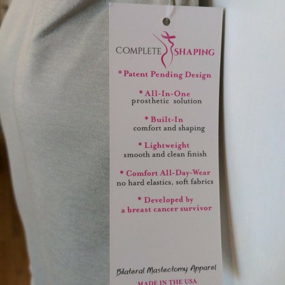 Mastectomy Camisole with Integrated Prosthetics, Medium w C Cup, NWT, Oat, Cut-O - Picture 5 of 9